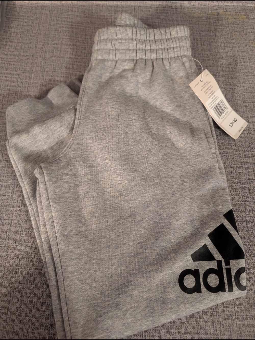 adidas Kids Gray Logo Sweatpants Pockets Joggers
